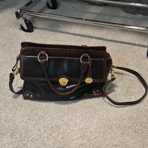 Brahmin Black And Brown Leather Crossbody